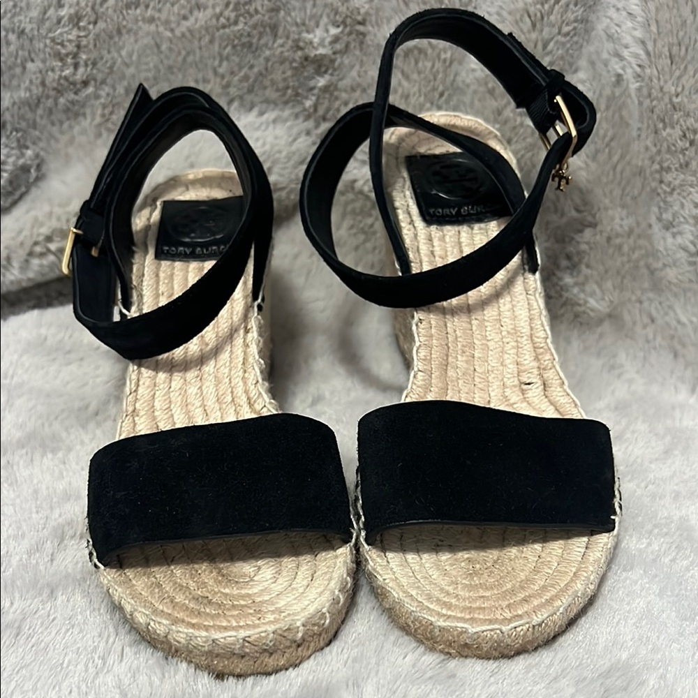 Tory Burch Black Suede Women's Espadrille Sandals
